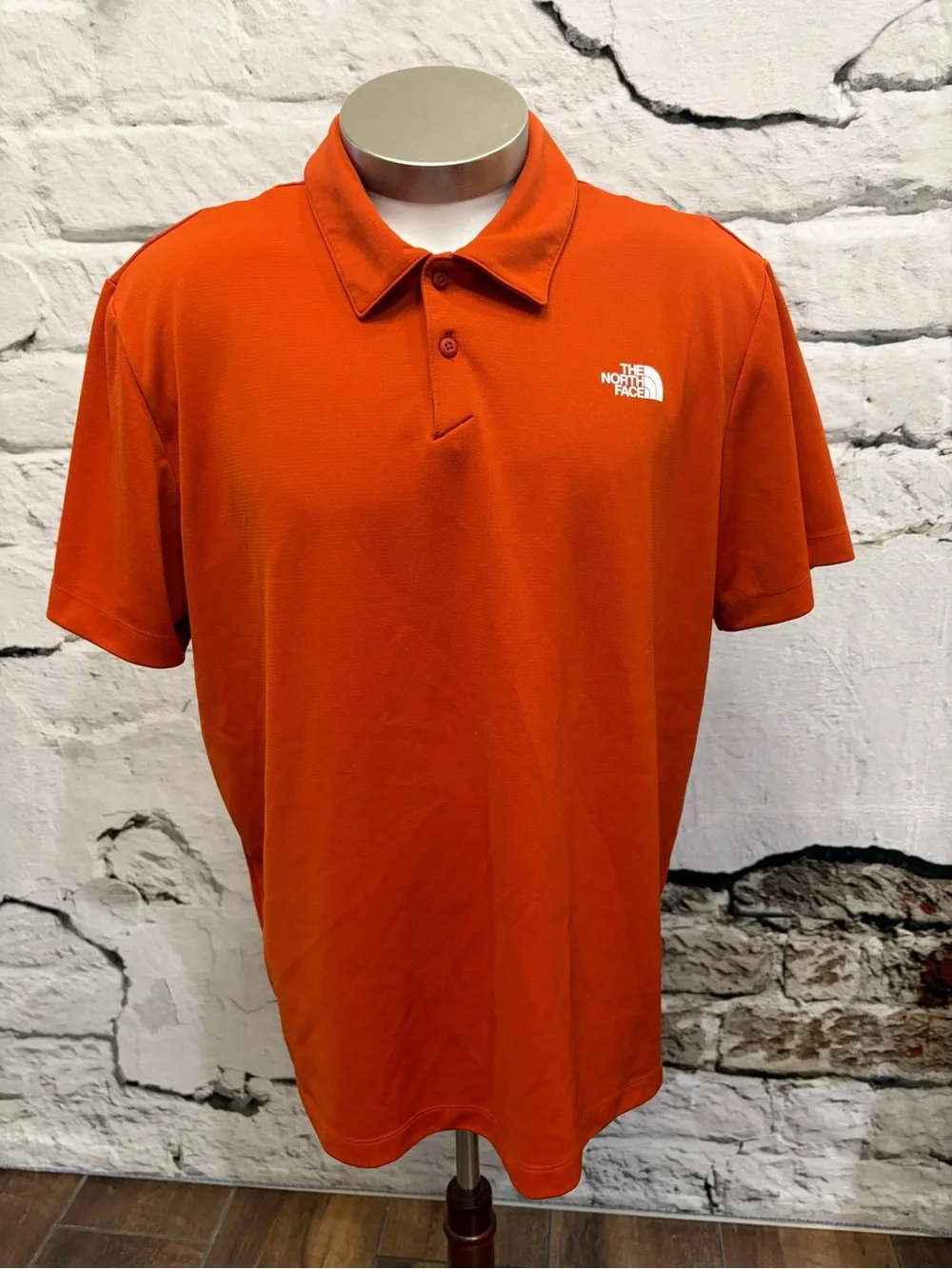 The North Face Red Orange Tanken Polo Shirt Classic Collared Shirt Sleeved